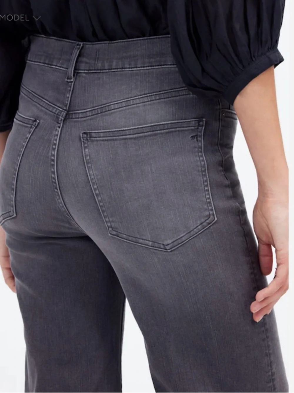 EUC! Madewell Flared Wide-Leg Crop Jeans in Black Chasm Wash Worn once!! - Picture 5 of 12